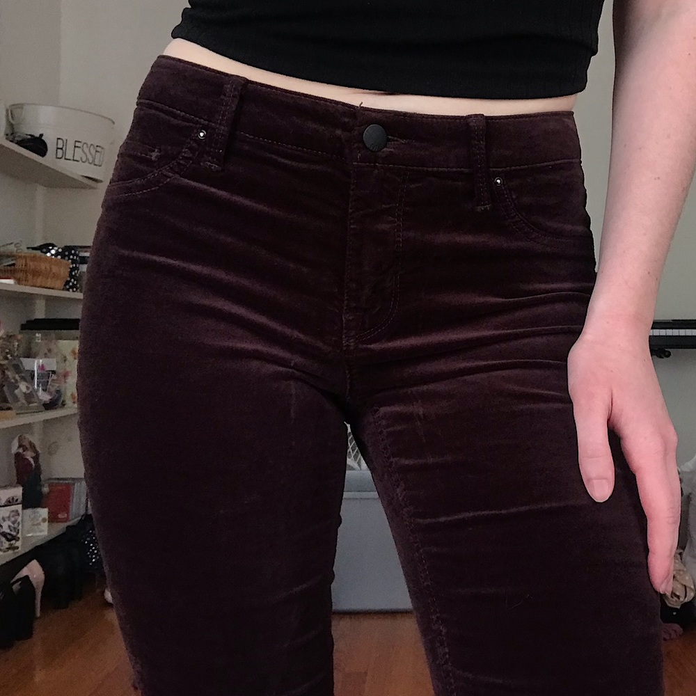Mossimo Velvet Maroon Mid-Rise Jeggings